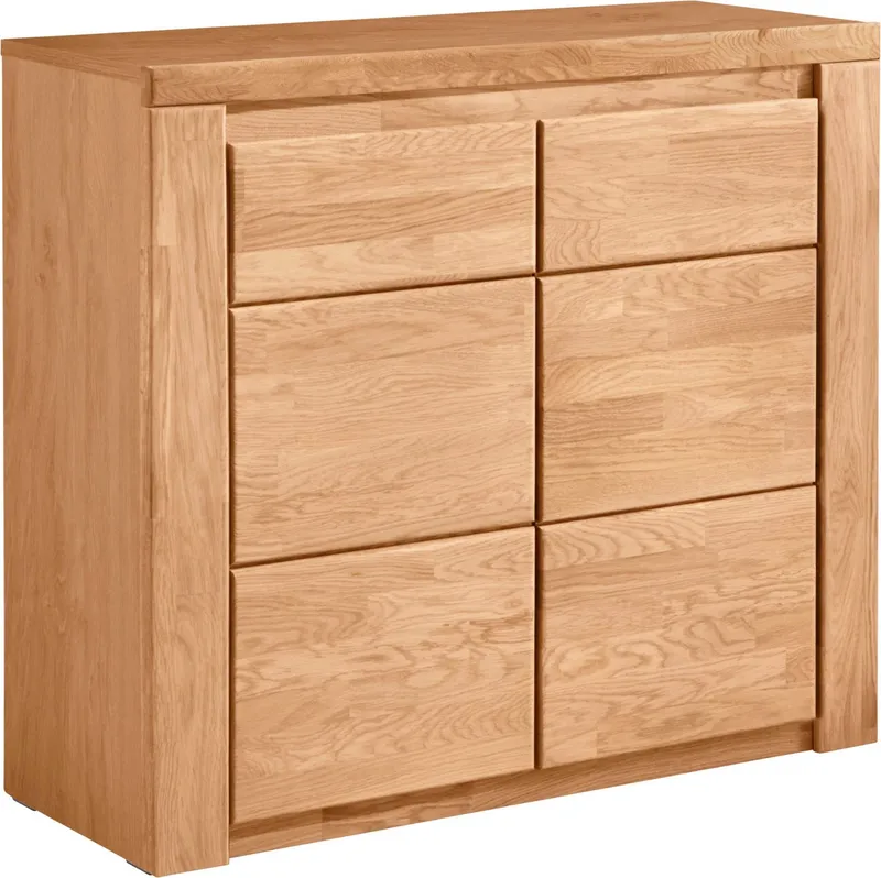 OTTO home Kommode Burano,90cm breit,35 cm tief, Fronten Massivholz, Holz massiv, Holzwerkstoff,2 Türen,2 breite Fächer, Braun, – Produktbild 7 von 8