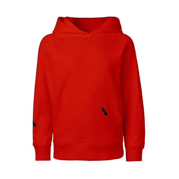 HANDGEDRUCKT HANDGEDRUCKT "Ameisen" Kinder-Hoody, Red, – Produktbild 2 von 4