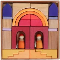 Grimms Grimms Bauwelt Wüstensand Holzbausteine 26-teilig, bunt lasiert Maße 26,5 x 26,5 x 5 cm – Produktbild 1 von 1