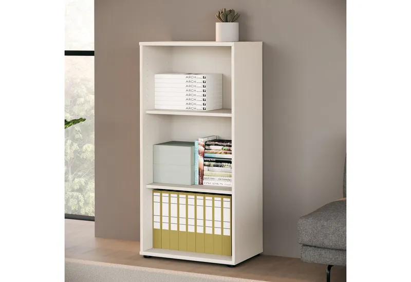 FORTE Regal Tempra, Mehrzweckregal schmal, Höhe 111,1cm, 2 Ablageböden, Breite 54 cm, Beige, – Produktbild 1 von 3
