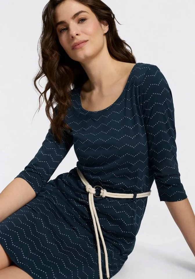 ragwear ragwear Jerseykleid LILITHA ZIG ZAG O mit Taillen-Bindegürtel, Grün, – Produktbild 3 von 5