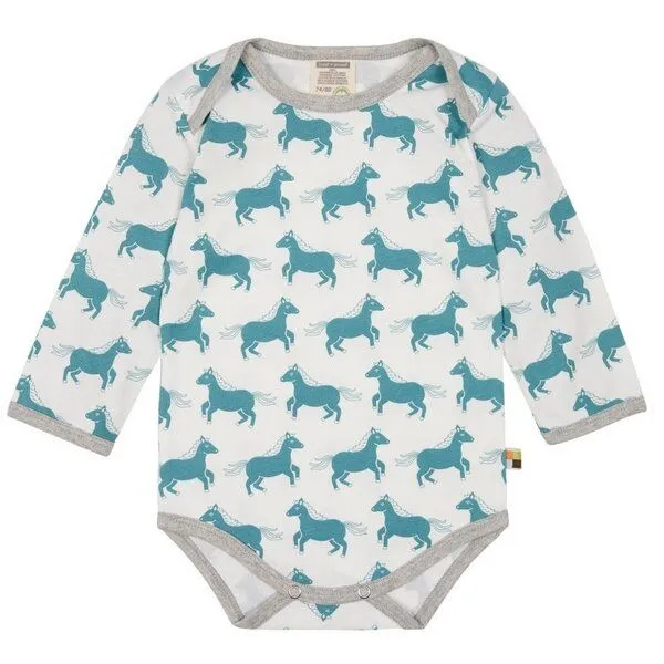 loud + proud loud + proud Baby Body Langarm, GOTS-zertifiziert, Blau (pony), – Produktbild 1 von 1