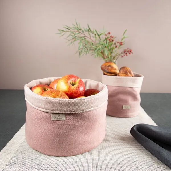 nahtur-design nahtur-design Brotkorb, Obstkorb oder Utensilo aus Bioleinen, Rosé (rosa), – Produktbild 1 von 4