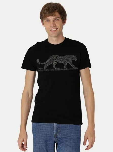 Peaces.bio - handbedruckte Biomode Peaces.bio - handbedruckte Biomode Bio Fit T-Shirt Leopard Herren, Schwarz, – Produktbild 1 von 2