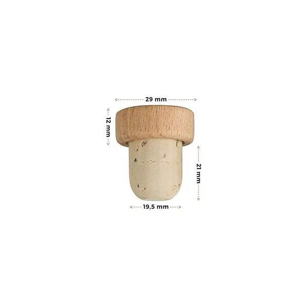 Kork-Deko Kork-Deko Griffkorken mit Holzgriff 19,5mm | Holzgriffkorken | 100% Naturkork | Für Gin, Spirituosen, Öle und Saft | Griffgröße 29 x 12 mm | 10er-Pack – Produktbild 3 von 6