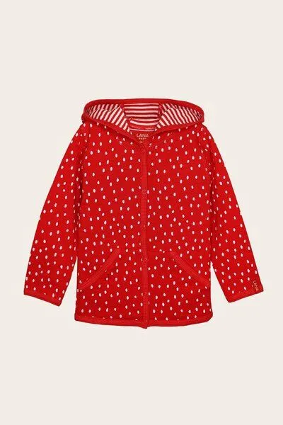 LANA Organic LANA Organic Wende-Kapuzenjacke, Modell Momo, Tomate-ecru, – Produktbild 1 von 2