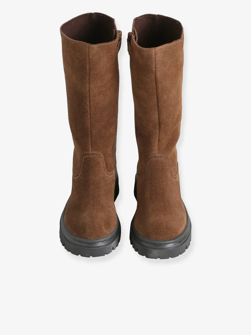 Vertbaudet Vertbaudet Leder-Stiefel mit Reißverschluss Mädchen, Braun, – Produktbild 4 von 4