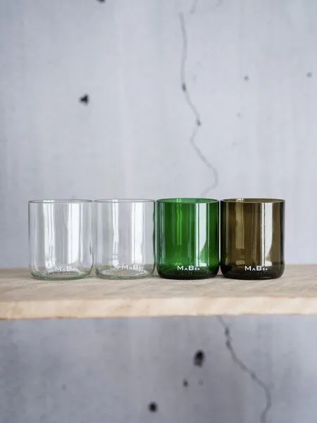 MaBe MaBe Set 4 Trink Gläser UPCYCLING - nachhaltiges Geschenk für Hochzeit - Einzug - Geburtstag - Ostern, Klassisch, – Produktbild 1 von 4