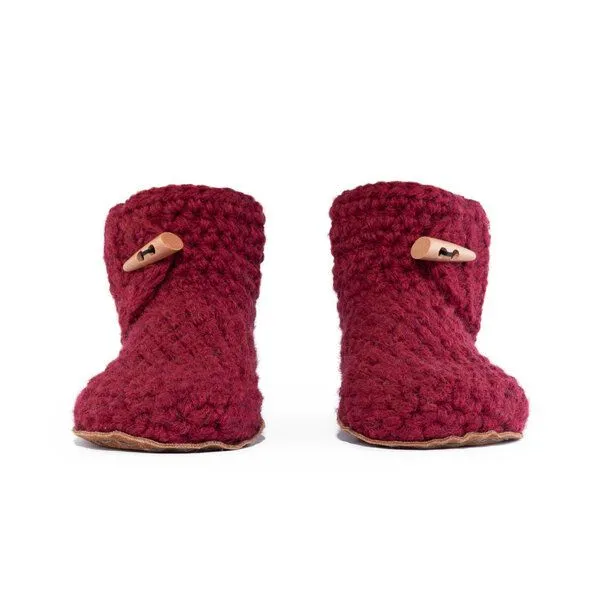 Kingdom of Wow Kingdom of Wow - Handgefertigte Hausschuhe aus Wolle - High Top, Wine, – Produktbild 3 von 5