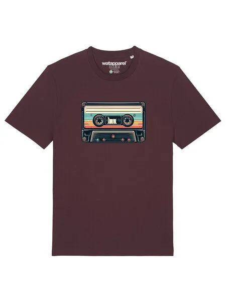 watapparel watapparel T-Shirt Unisex Retro Kassette, Red brown, – Produktbild 2 von 3