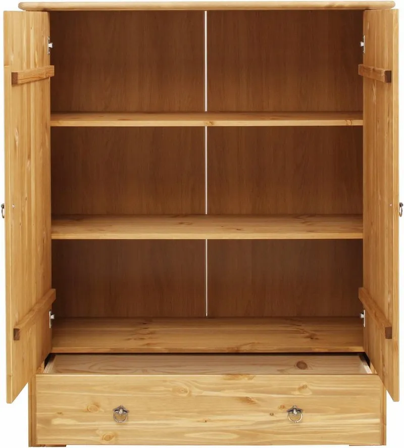 OTTO home Wäscheschrank Hugo, Mehrzweckschrank, FSC zertifiziert, Made in EU (B/T/H) 106/38/126 cm) aus massiver Kiefer, klassischer Landhausstil mit Kassettenoptik, Beige, – Produktbild 5 von 5