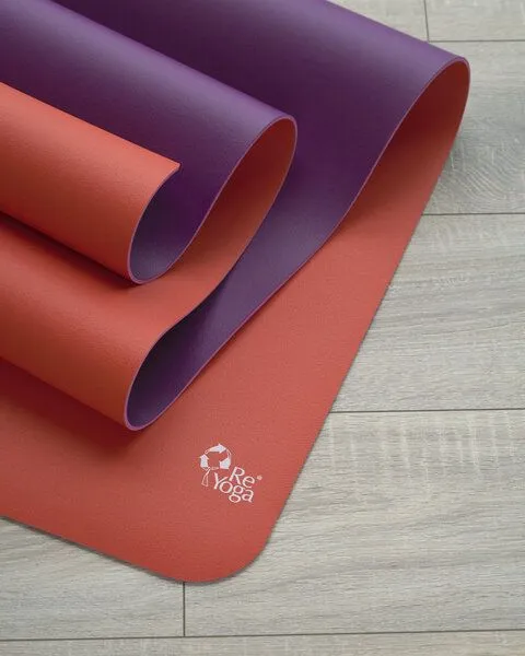 ReYoga ReYoga element GROW 4mm - rutschfeste Yogamatte aus 100% Naturkautschuk, Lotus love (orangerot/violett), – Produktbild 2 von 4