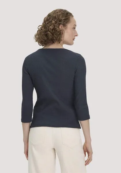 hessnatur hessnatur Boatneck Shirt Slim aus Bio-Baumwolle, Marine, – Produktbild 2 von 4