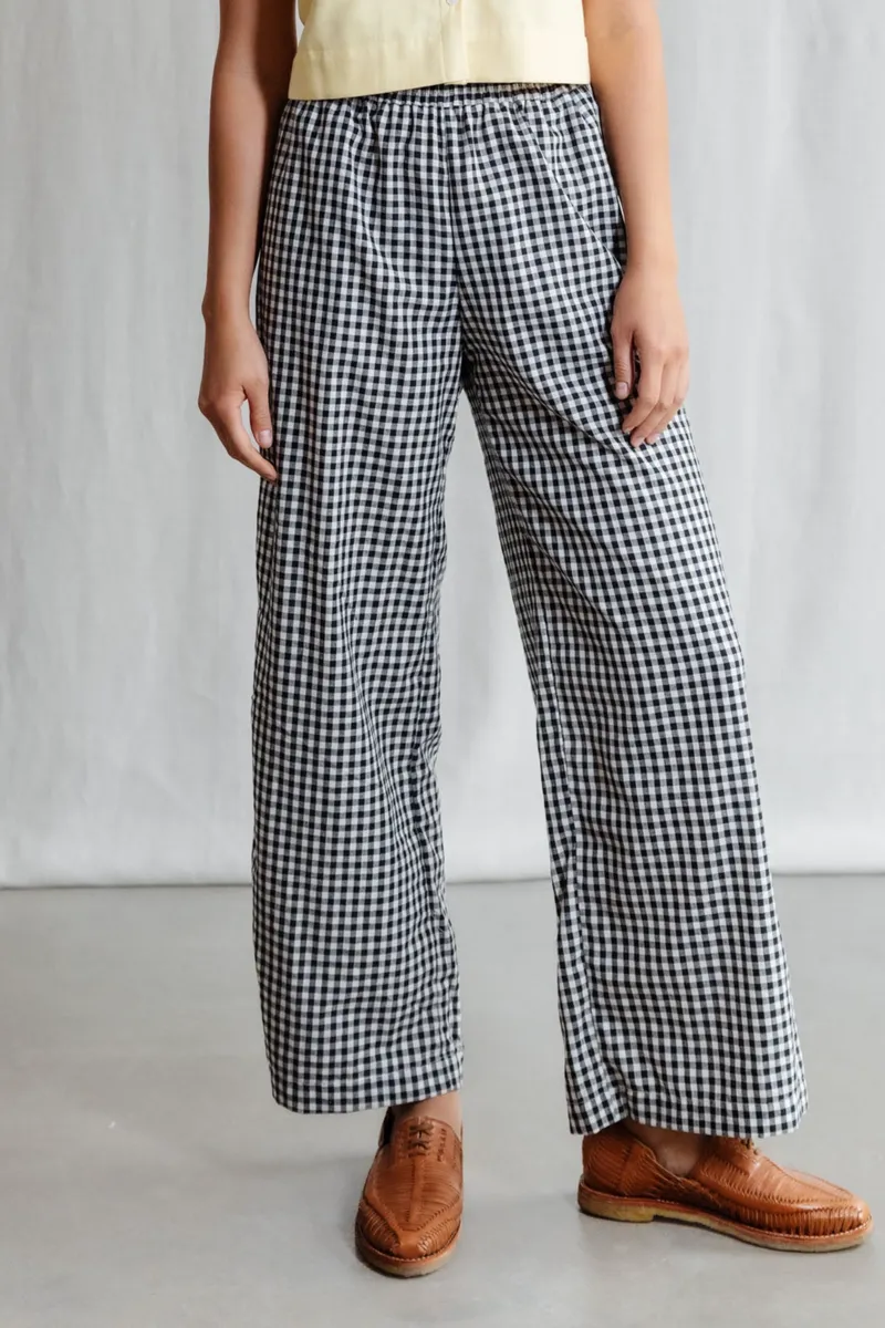 Jyoti - Fair Works Jyoti - Fair Works Damen vegan Hose Jayan Kariert Schwarz & Weiß, Schwarz, – Produktbild 2 von 2