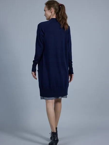 Susan's Fashion Susan's Fashion Strickjacke Marie aus Biomerinowolle, Dunkelblau, – Produktbild 4 von 6