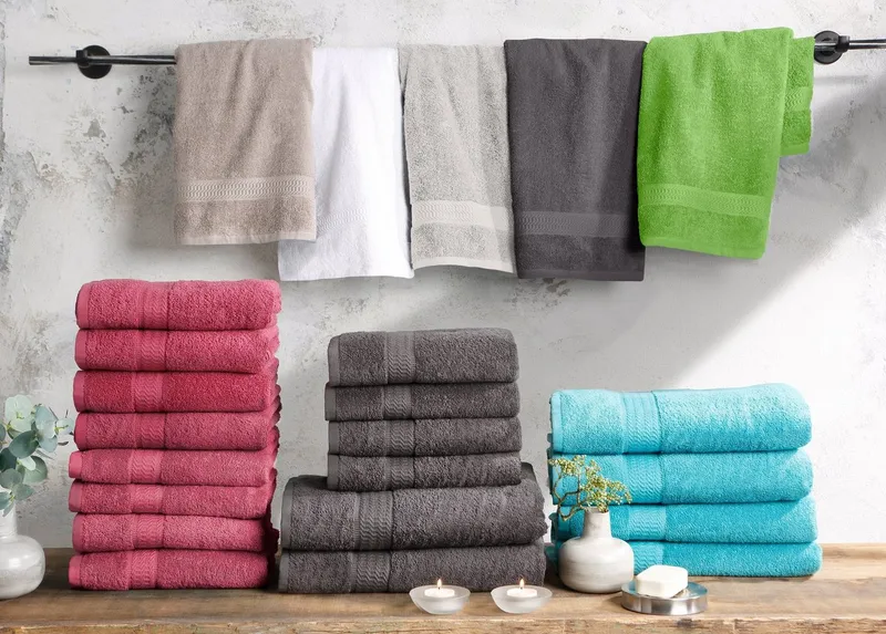 OTTO home Handtücher Juna, als Set und Serie erhältlich, 8 Handtücher, 50x100cm, Walkfrottier (8-St), 8-tlg. Handtuch-Set, 100% Baumwolle, mit Bordüre, Uni-Farben, weich, Grau, – Produktbild 5 von 8
