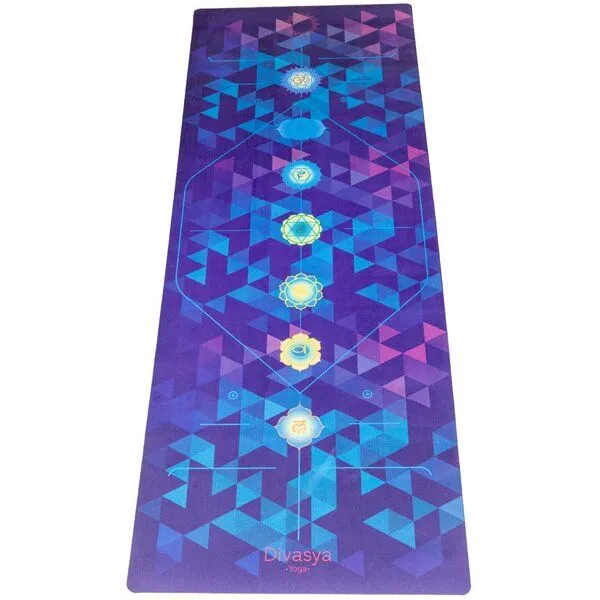 Divasya Divasya Yogamatte aus recycelten PET-Flaschen & Naturkautschuk | in 4 Farben, Purple chakra, – Produktbild 1 von 4