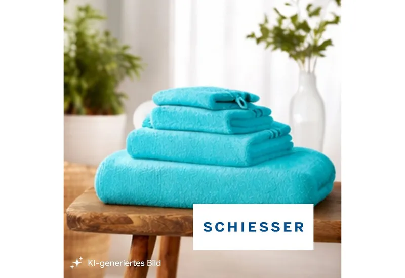 Schiesser Schiesser Handtücher Skyline Color aus 100 % Baumwolle mit eleganter Streifenbordüre, Frottier (Set, 4-St), OEKO-TEX® MADE IN GREEN, Grün, – Produktbild 4 von 6