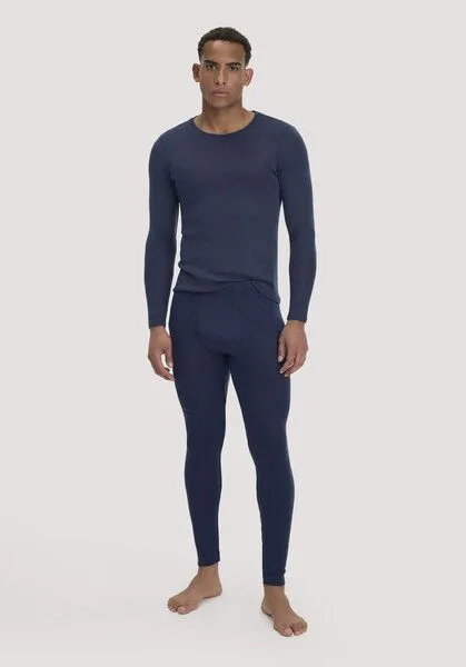 hessnatur hessnatur Longpants PURE FUNCTION aus Bio-Merinowolle und Seide, Graphitblau, – Produktbild 1 von 3