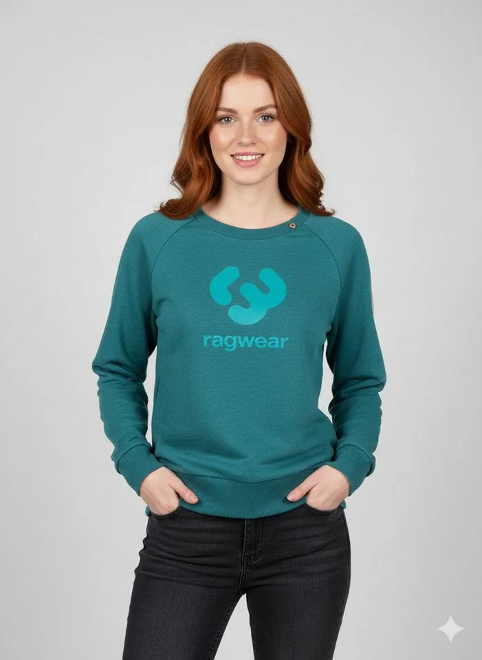 ragwear ragwear Sweatshirt JOHANKA LOGO O aus Baumwolle und Polyester, normale Passform, mit Rundhalsausschnitt, Grün, – Produktbild 1 von 3