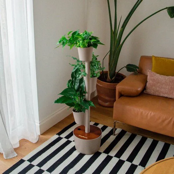 CitySens CitySens Vertikaler Blumentopf mit manueller Bewässerung 3 Blumentöpfe, Rinde-teak, – Produktbild 3 von 4