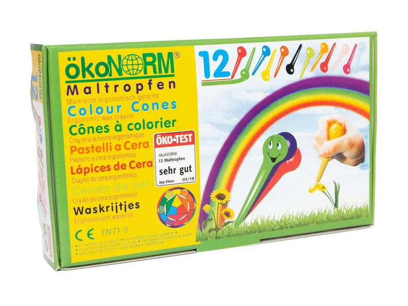 Ökonorm Ökonorm Maltropfen, Wachsmalstifte für Kinder 12er-Packung, Mehrfarbig, – Produktbild 1 von 2