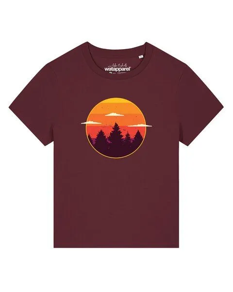 watapparel watapparel T-Shirt Frauen Sunset forest, Burgundy, – Produktbild 1 von 2