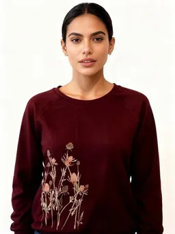 Spangeltangel Spangeltangel Pullover, "Distel" burgund, Sweatshirt, Damen, bedruckt, Bio-Baumwolle – Produktbild 1 von 1