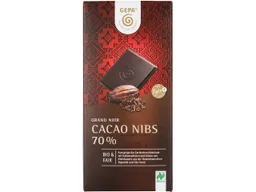 gepa GEPA Bio-Zartbitter-Schokolade "Grand Noir" Cocao Nibs 70 %, 100 g – Produktbild 1 von 1