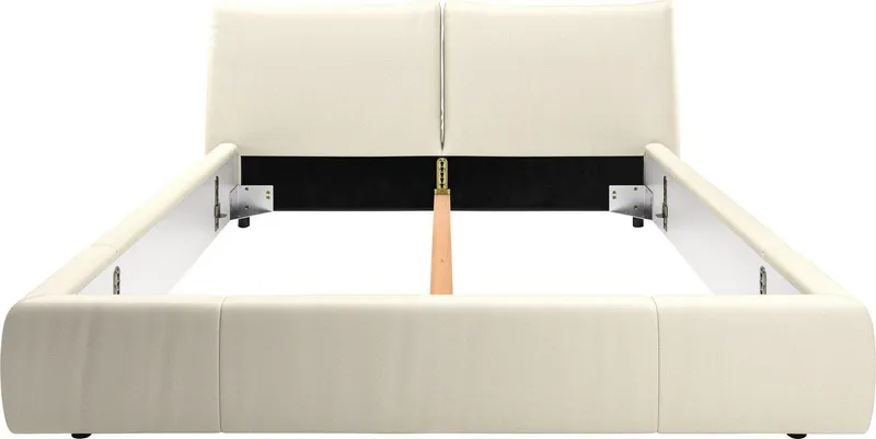 Home affaire Polsterbett Priora in 4 Breiten bis 200cm, auch in NaturLEDER, Cord, belastbar bis 280kg, auch Überlänge 220 cm, Weiß, – Produktbild 5 von 5