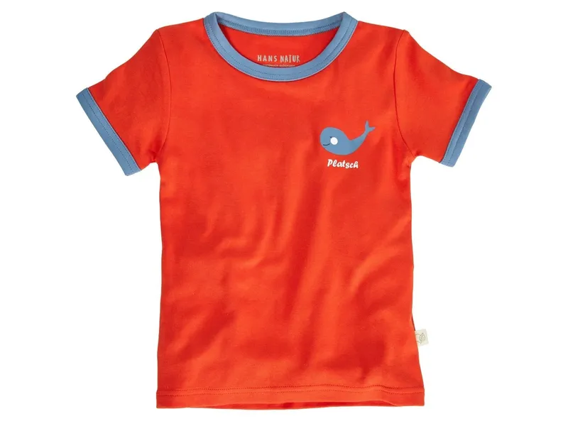 HANS NATUR Kinder T-Shirt Bio-Baumwolle rot mit Druck Gr.122/128, Rot, mehrfarbig, – Produktbild 1 von 2