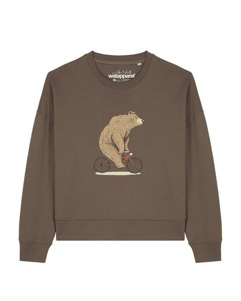 watapparel watapparel Sweatshirt Frauen Fahrradbär, Mocha, – Produktbild 1 von 2