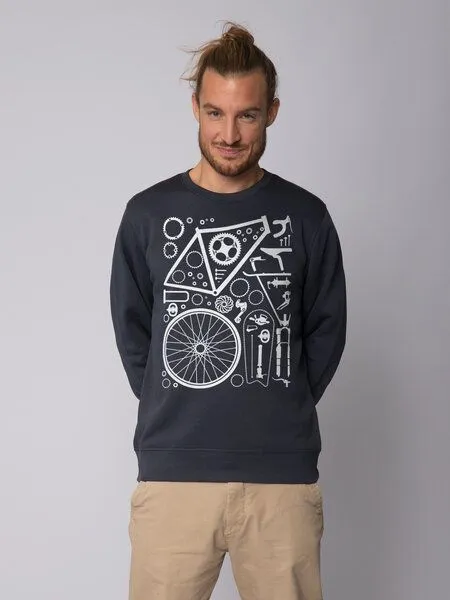 watapparel watapparel Sweatshirt Unisex Fahrradteile, India ink grey, – Produktbild 2 von 3