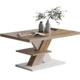 Casaria® Couchtisch Detroit Weiß/Sonoma Eiche 90x60x45cm – Produktbild 1 von 1