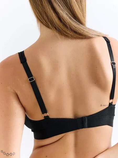 erlich textil erlich textil Sleek Lace Plunge BH aus Spitze, hergestellt in der Türkei, Schwarz, – Produktbild 2 von 5