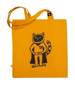 päfjes päfjes Baumwolltasche - Powerkater Karlo - Gelb - Organic / Vegan – Produktbild 1 von 1