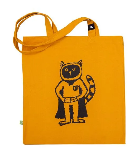 päfjes päfjes Baumwolltasche - Powerkater Karlo, Gelb, – Produktbild 1 von 3