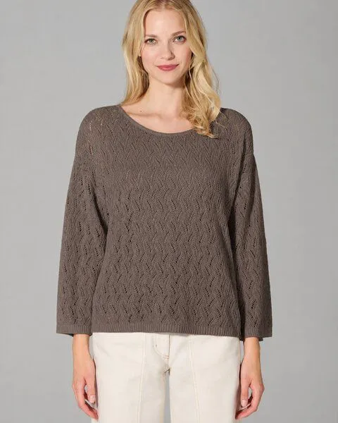 HempAge HempAge Ajoure Pullover Hanf/Biobaumwolle, Dust (braun), – Produktbild 2 von 4