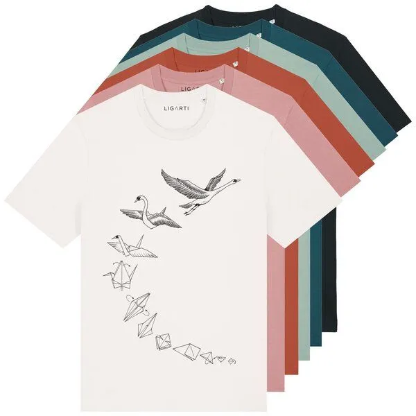 LIGARTI T-Shirt – Origami Schwan – LIGARTI Tiermanufaktur, Schwarz, – Produktbild 2 von 4
