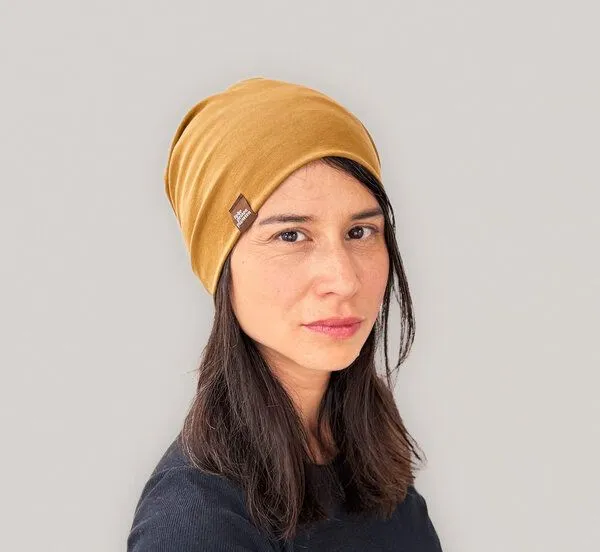 Liebe Deinen Planeten Liebe Deinen Planeten Bio Beanie in 3 Größen Herren & Damen in vielen Farben bequeme Jersey Mütze aus Bio Baumwollmix, Caramel, – Produktbild 2 von 4