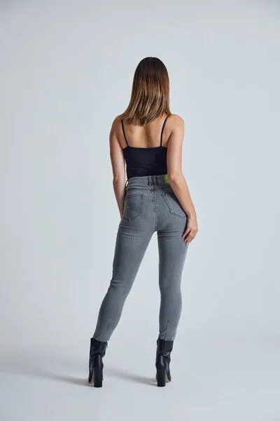 Flax and Loom Flax and Loom High Waist Skinny Jeans Modell: Nina, Silver (grau), – Produktbild 5 von 6