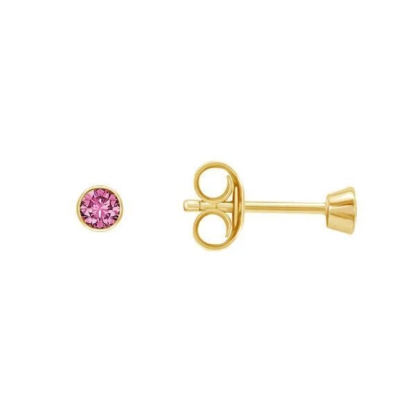 Eppi Eppi Silberne Ohrstecker mit rosa Saphiren in Bezelfassung Tofine, Gelb, – Produktbild 3 von 4