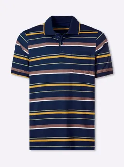 marco donati Kurzarmshirt dunkelblau-ocker-gestreift – Produktbild 1 von 1