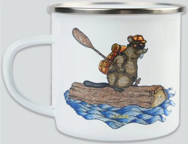 LAKOR LAKOR Beaver Rafting Emaille Tasse – Produktbild 2 von 3