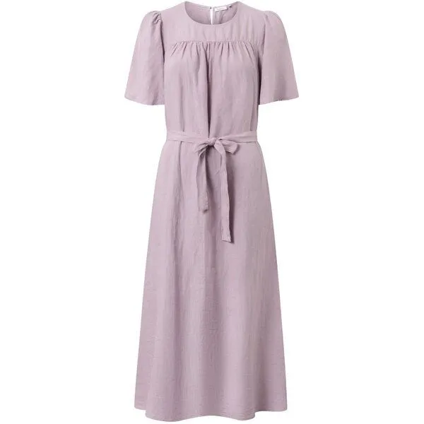 KnowledgeCotton Apparel KnowledgeCotton Apparel Kleid mit Bindegurt aus Bio-Leinen, Lila (nirvana), – Produktbild 4 von 4