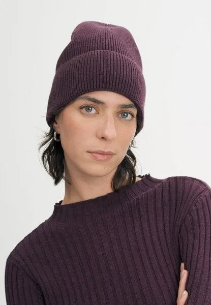 MELA MELA Rippstrick Mütze Style KALI aus 100% Bio-Baumwolle, Elderberry melange, – Produktbild 1 von 4