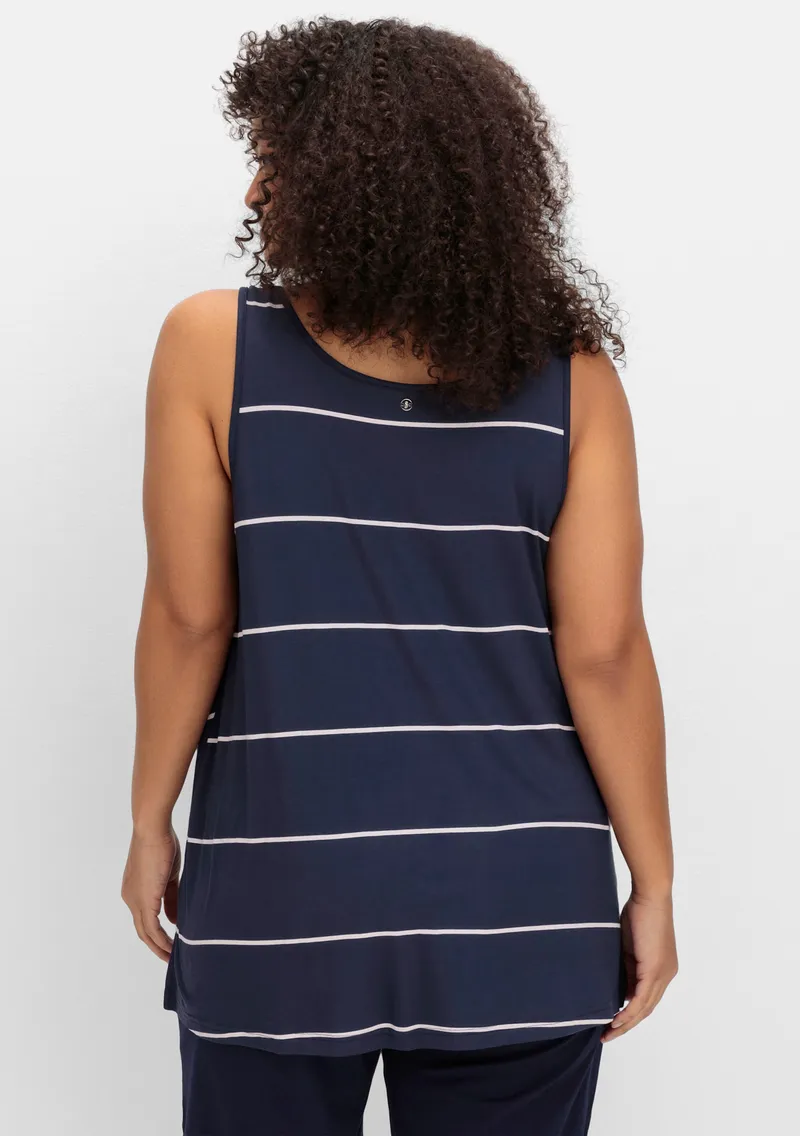 sheego Longtop, Tiefblau-gestreift, – Produktbild 2 von 2
