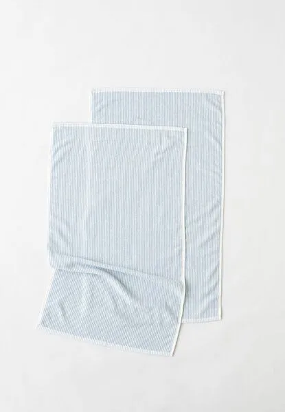 MELA MELA Duschtuch Style TANVI Stripes Bundle aus 100% Bio-Baumwolle, Cloudy blue gestreift, – Produktbild 2 von 4
