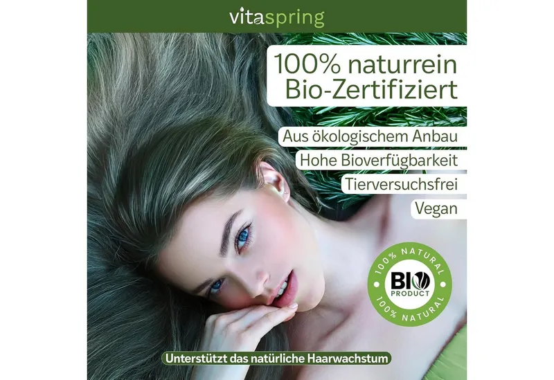 vitaspring Haaröl Rosmarinöl Apothekenqualität für Haare 100% Bio naturrein Rosmarinöl, 100% reines und ätherisches Öl – Produktbild 5 von 5