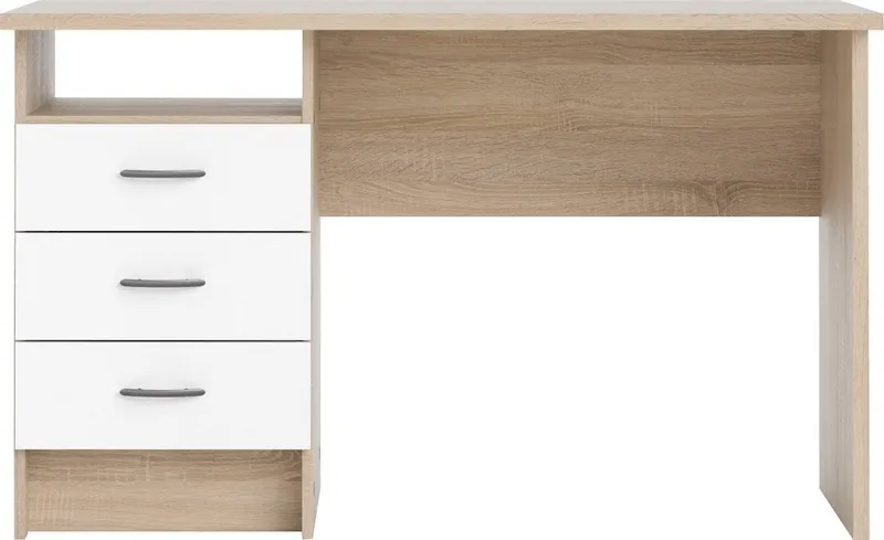 Home affaire Schreibtisch Function Plus, Arbeitstisch, Bürotisch, Computertisch mit 3 Schubladen, Breite 120 cm, Tiefe 48 cm, Weiß, – Produktbild 4 von 5